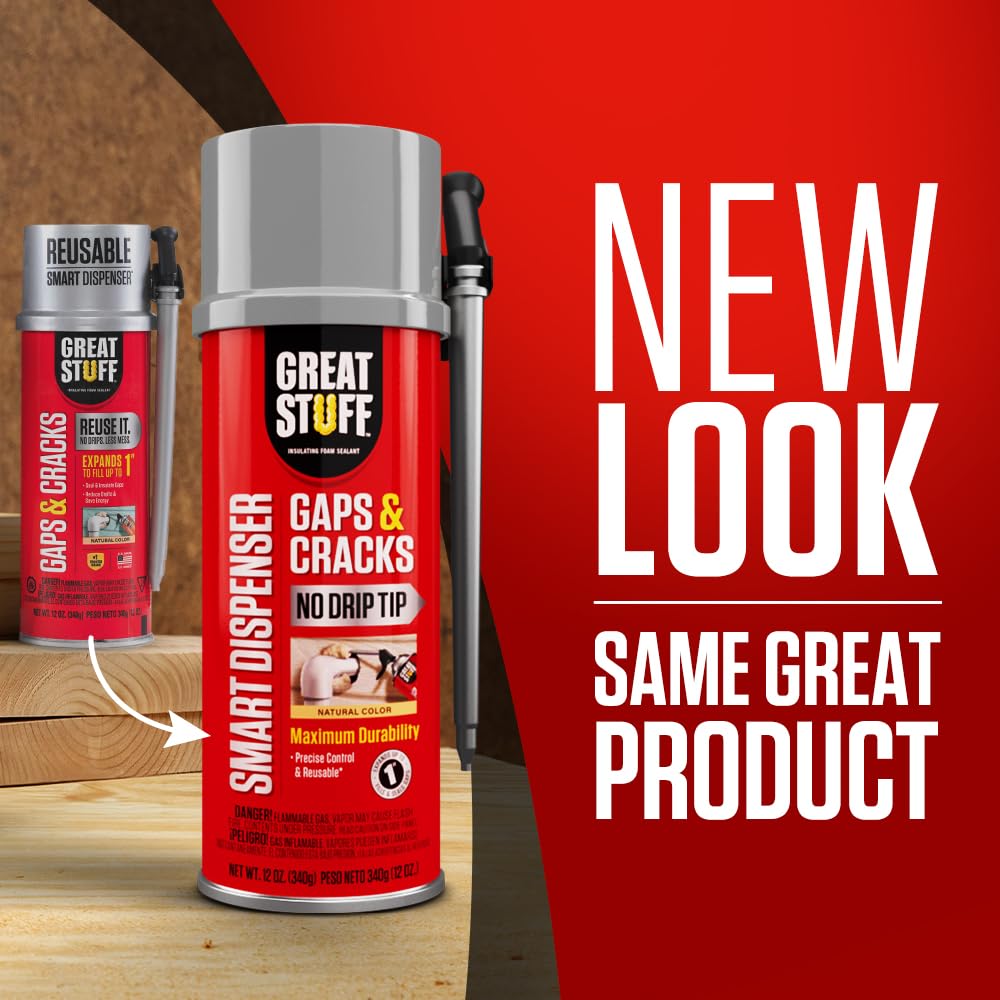 Great Stuff 99108824 Smart Dispenser Gaps & Cracks, Cream, 12 Ounce