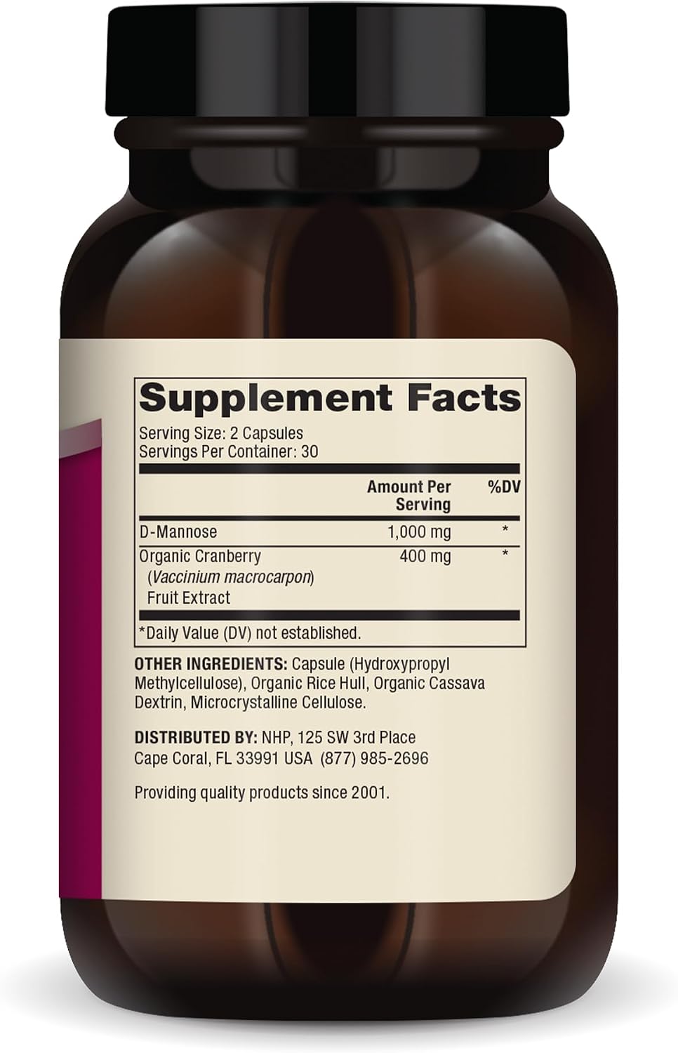 Dr. Mercola D-Mannose and Cranberry Extract, 1, 000 mg D-Mannose & 400 mg Cranberry per Serving, Urinary Tract Health Supplement, Non-GMO, Gluten-Free