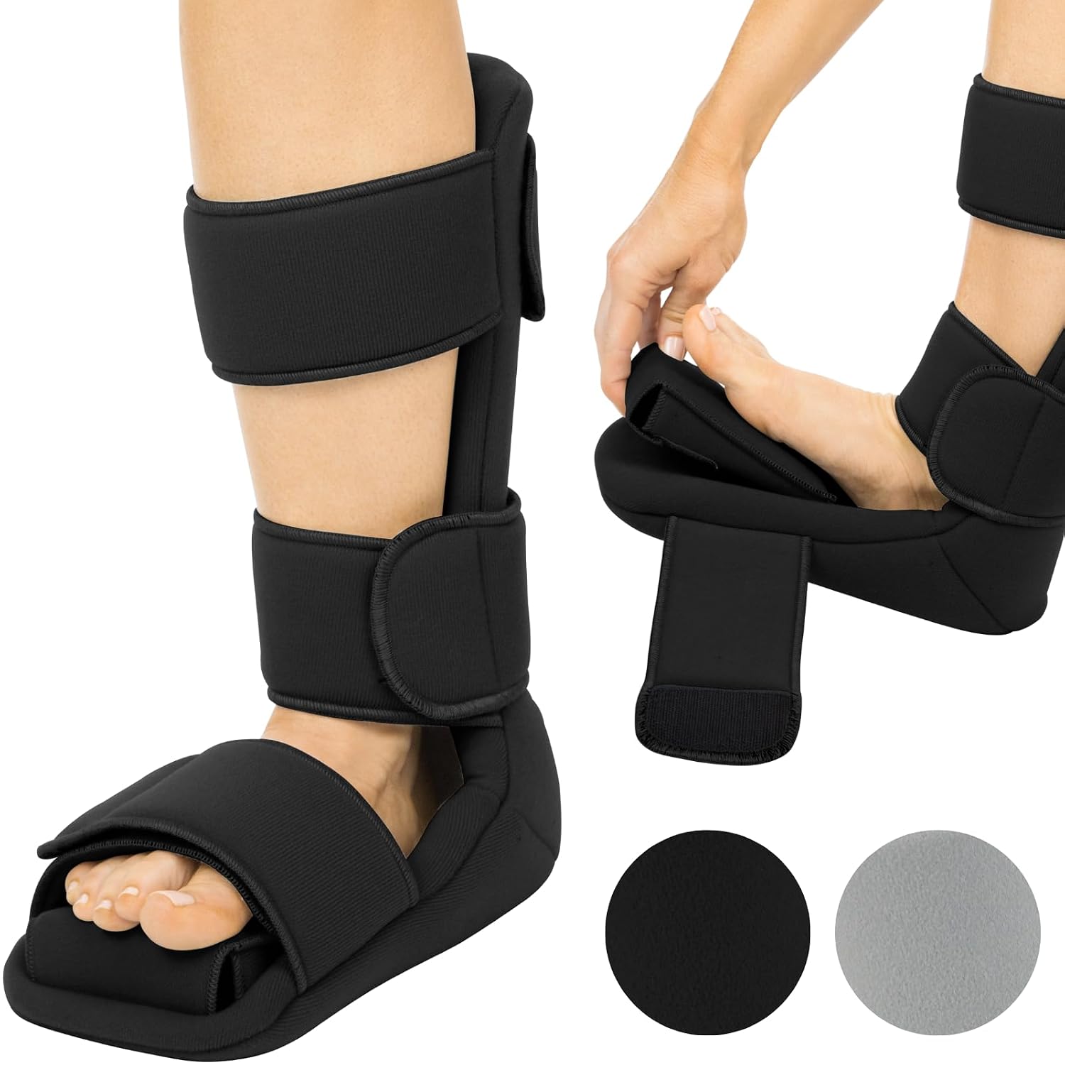Vive Plantar Fasciitis Night Splint Plus Trigger Point Stretch Wedges | Soft Leg Brace Support, Orthopedic Sleeping Immobilizer Stretch Boot (Large: Men's: 8.5-11, Women's: 10-12)