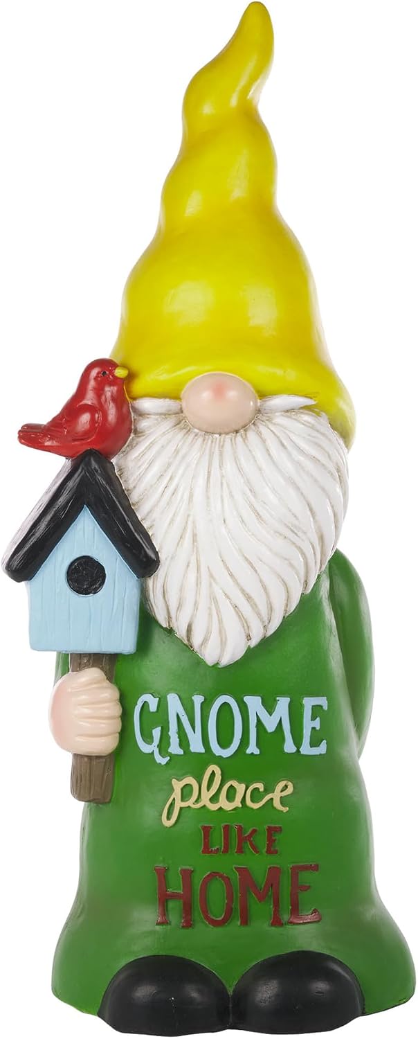 Alpine Corporation 12" Tall Traditional Outdoor Garden Gnome Yard Statue Decoration