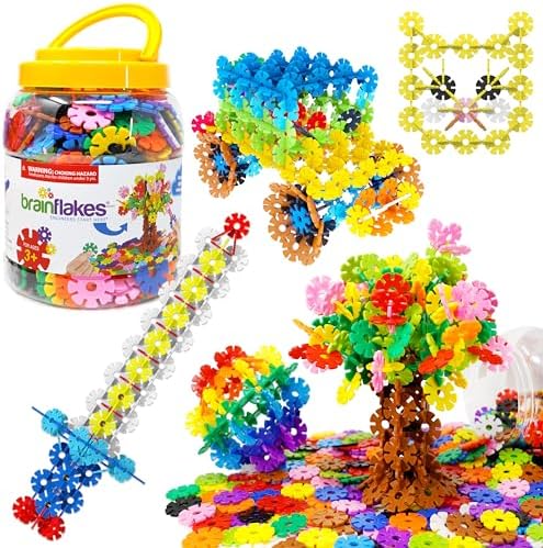 Brain Flakes 500 Piece Set, Ages 3+, Interlocking Plastic Disc Toy for Creative Building, Educational STEM Learning, Construction Block Play for Kids