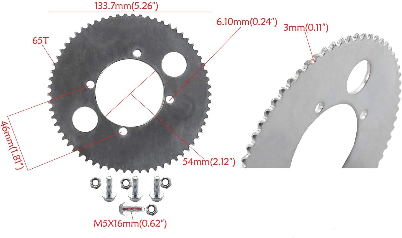 25H 65T Rear Chain Sprocket for 47cc 49cc Electric Bike Moped Scooter Pocket Bike