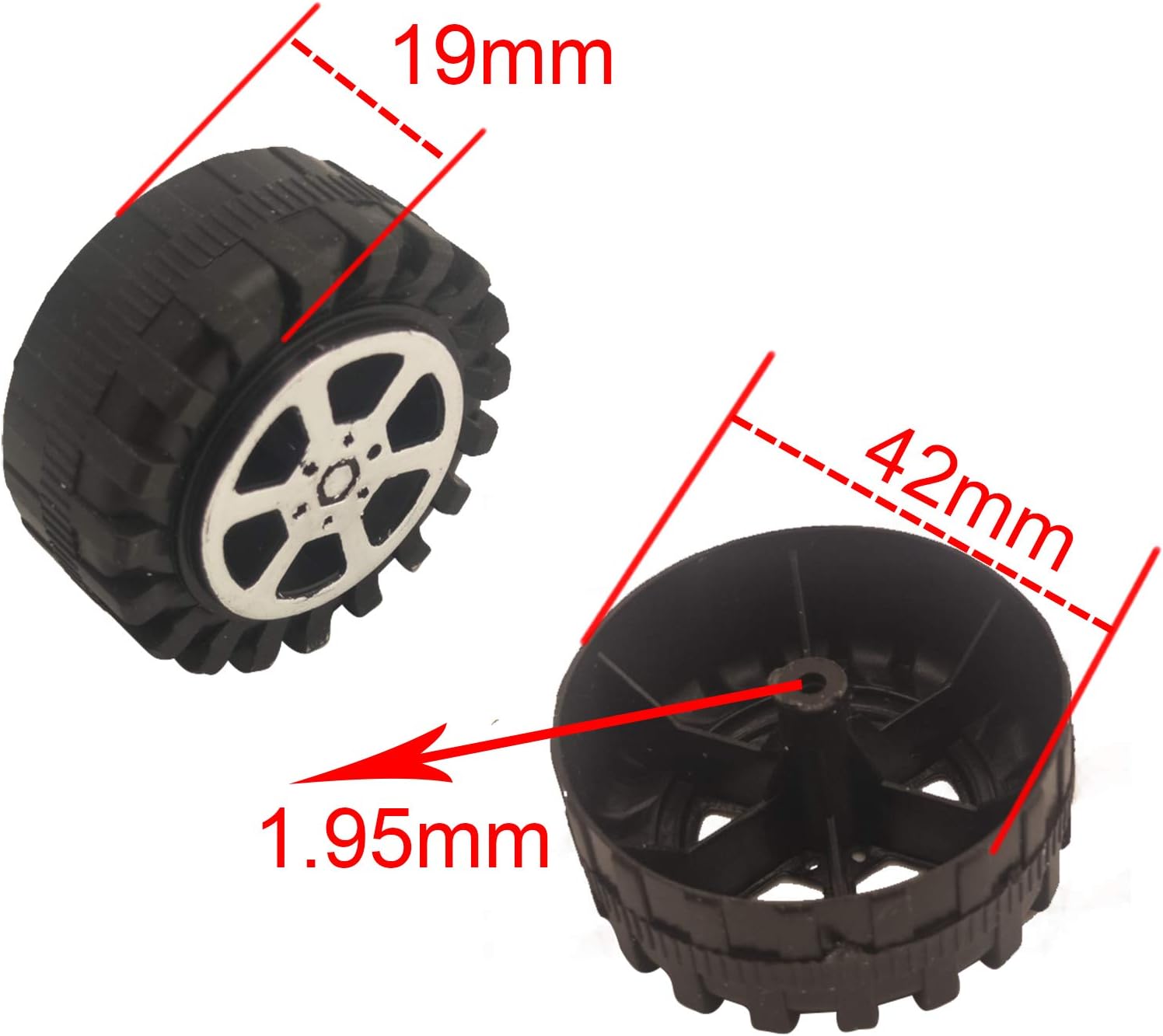 EUDAX 50pcs Plastic Roll 2mm Dia Shaft Toys Wheel and 25Pcs STEM Shaft Round Rod Axles for DIY Toy RC Car Truck Boat Helicopter Model Part