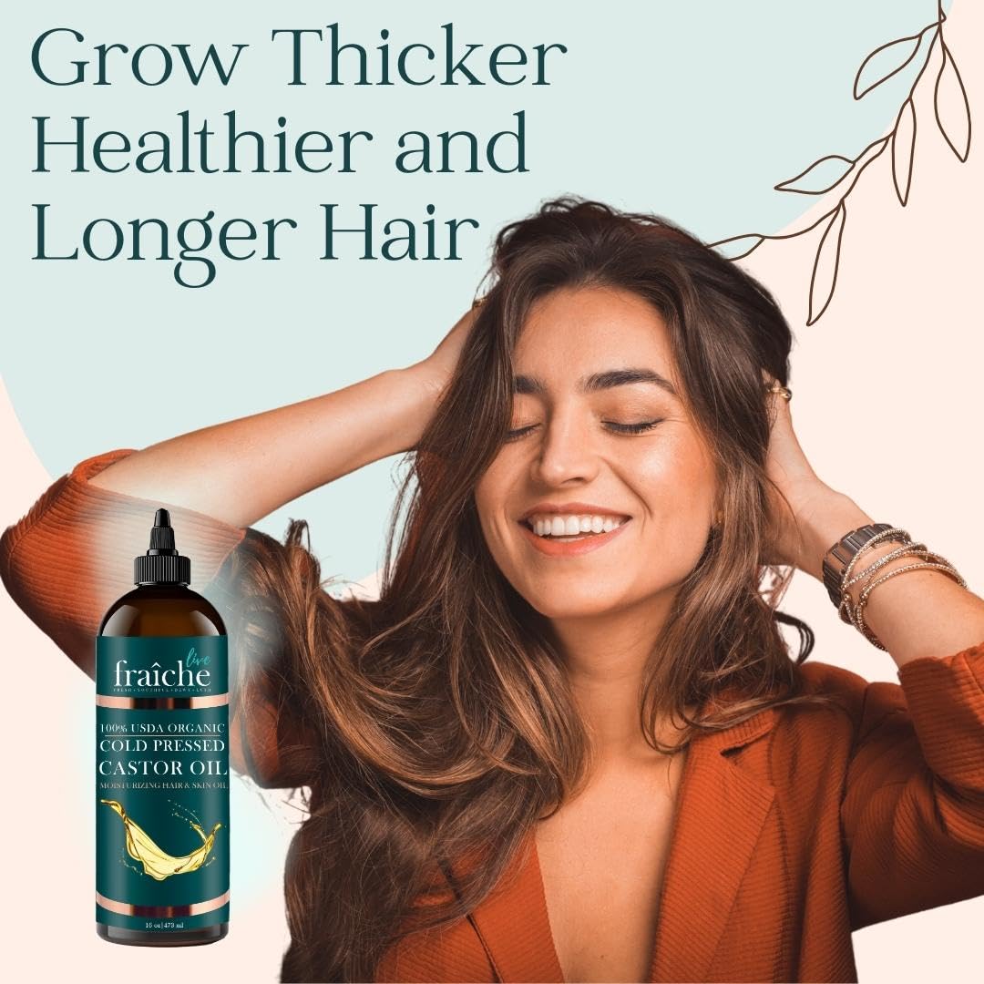 Organic Castor Oil Eyelash Growth Serum, Eyebrow Lash Serum for Hair Growth