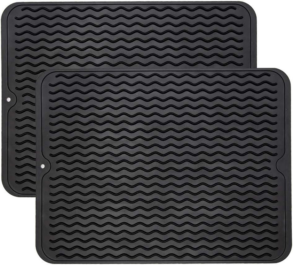 ZLR Silicone Dish Drying Mat for Kitchen Counter, Eco-Friendly Fast Dry Dish Mat, Easy Clean Multi Usage Drying Matt, Heat Resistant Trivet