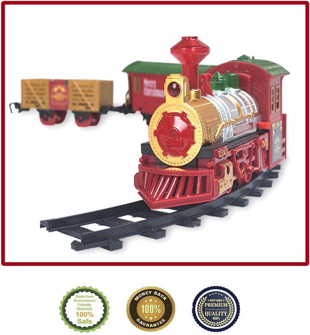 Classic Christmas Train Set with Lights and Sounds Railway Tracks Sets Battery Operated Train Toy Models with 11.5 Ft Tracks Playset for Under The
