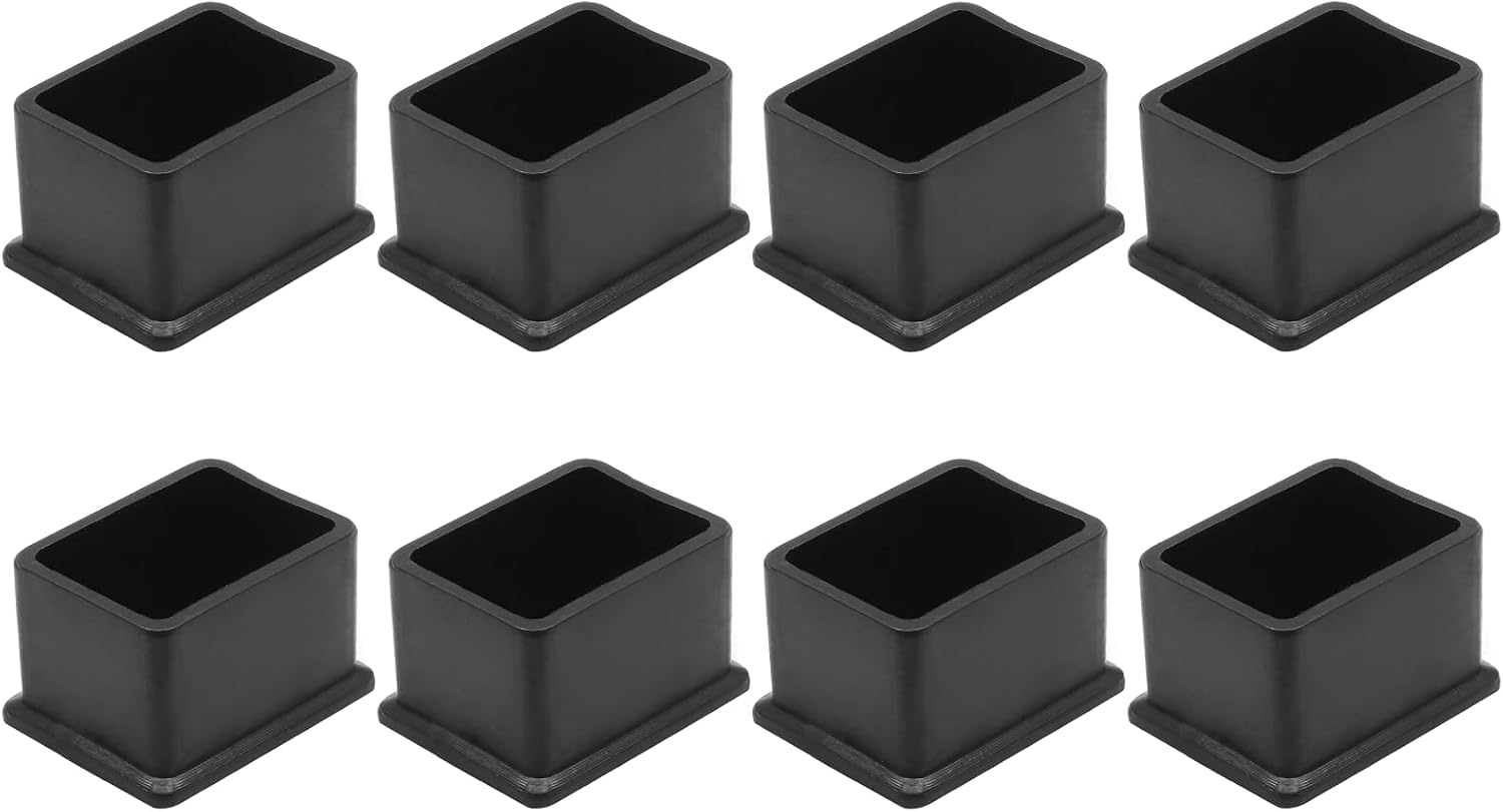 Bonsicoky 20Pcs Rectangle Rubber Furniture Leg Caps (3/4" x 1-1/2"), Vinyl Flexible Chair Leg Floor Protectors for Patio Indoor Chair Table Bed