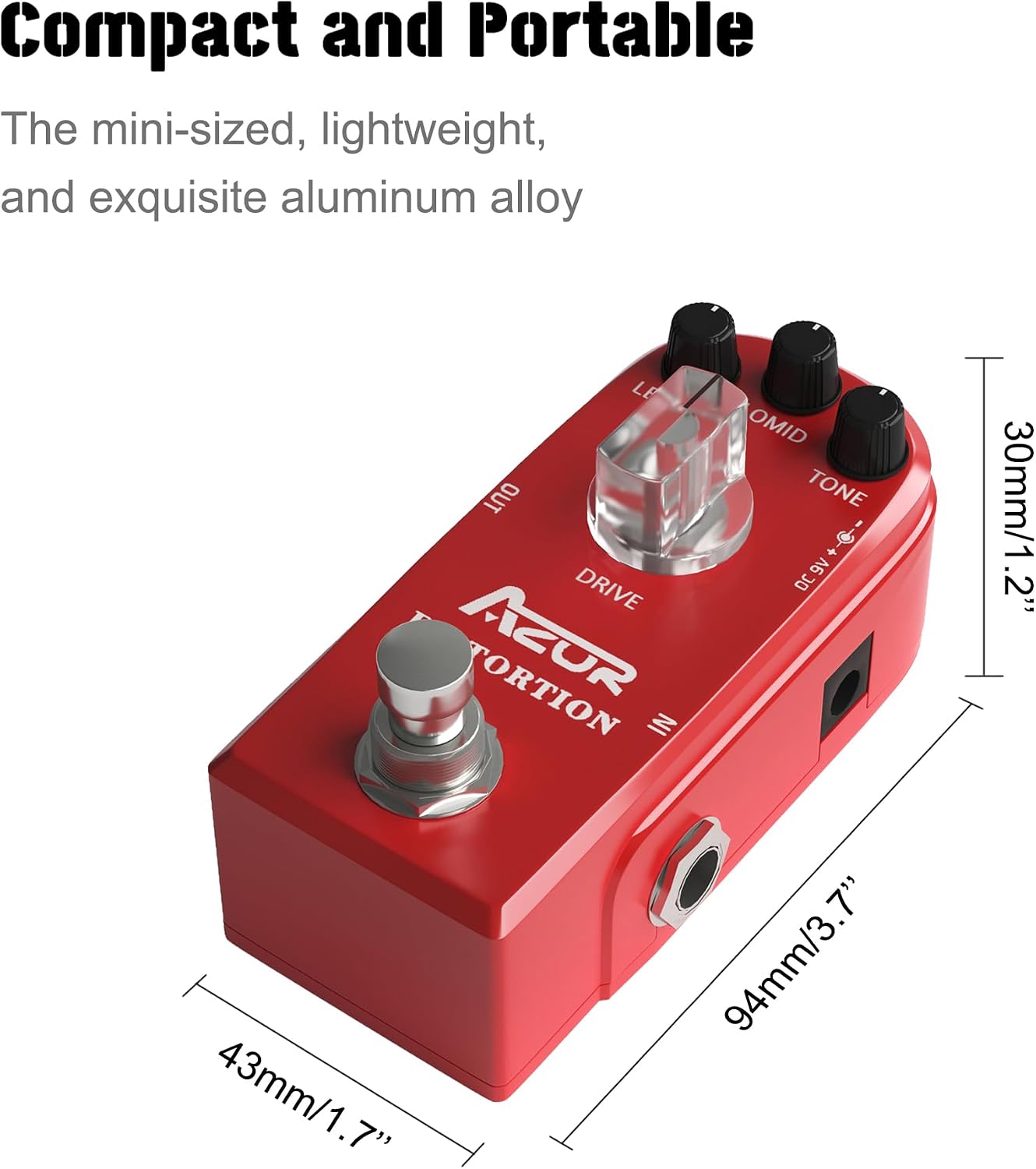 AZOR 5 Band Bass EQ Pedal, Aluminium Alloy True Bypass Equalizer Effect Pedal, Compact Mini Tone Control Pedal for Electric Bass Guitar