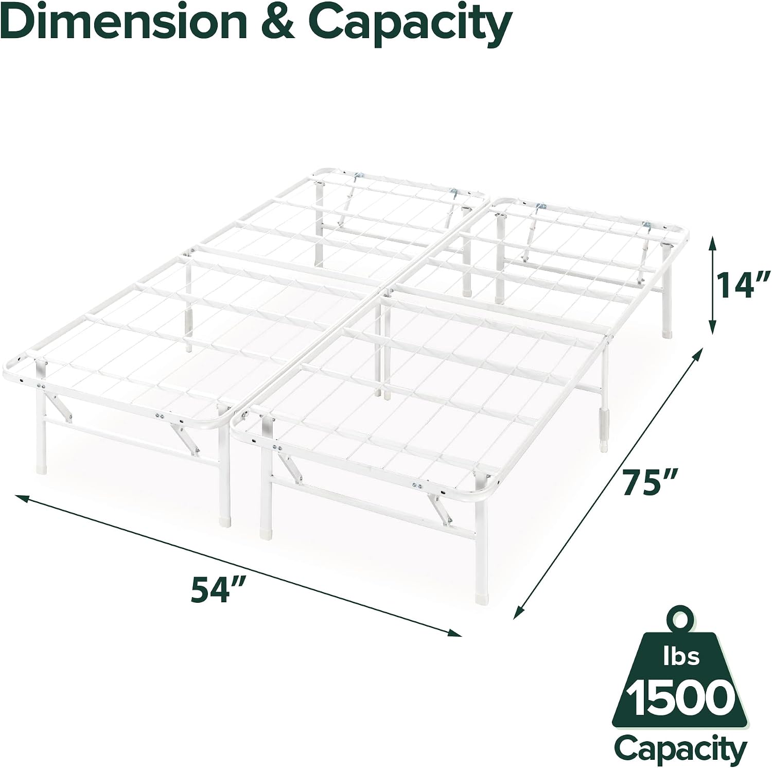 Zinus SmartBase Tool-Free Assembly Mattress Foundation, 14 Inch Metal Platform Bed Frame, No Box Spring Needed, Sturdy Steel Frame, Underbed Storage, Black, Queen