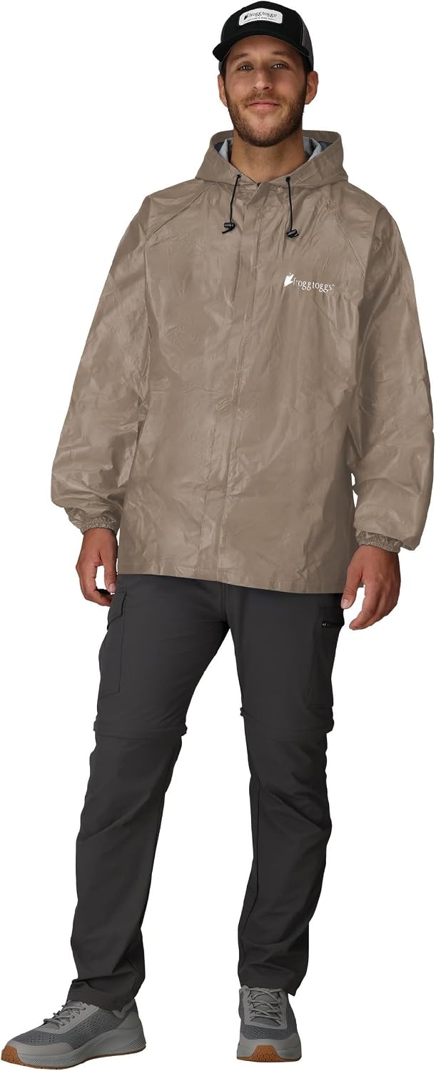 FROGG TOGGS Men's Ultra-lite2 2-Layer Waterproof Breathable Rain Jacket | Sealed seams, adjustable hood, storm flap, zippered chest pocket