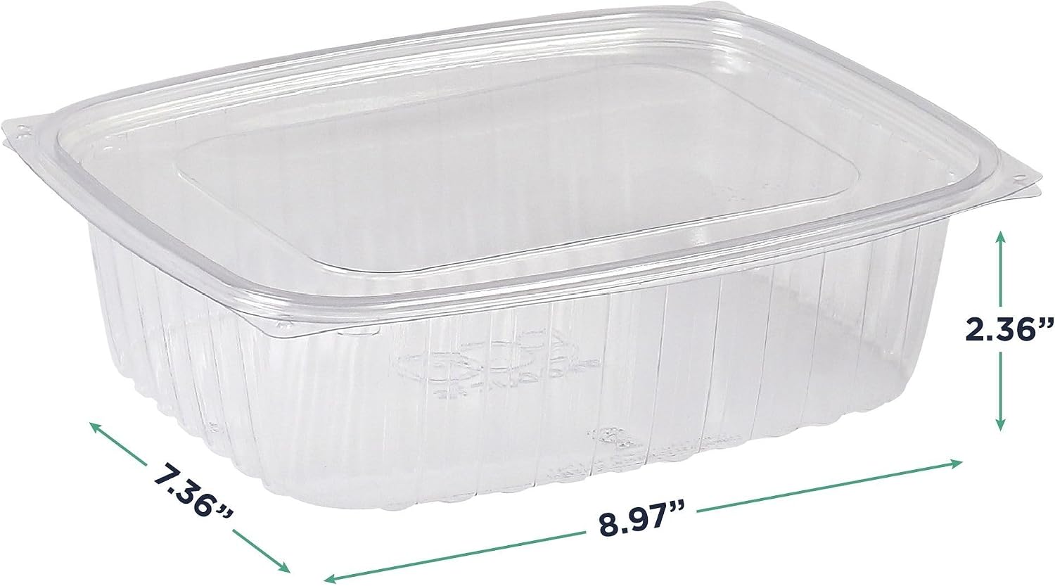 Eco-Products EPRC32 Renewable & Compostable Rectangular Deli Containers - 32oz., 50 Per Pack (Case of 4 Packs), clear