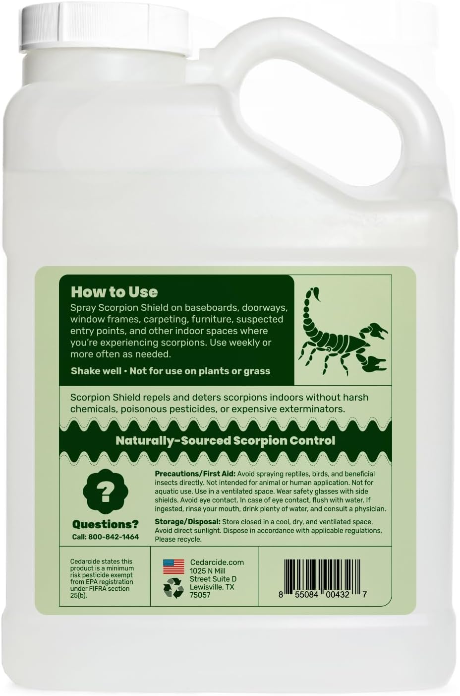 Cedarcide Scorpion Shield (Gallon) Indoor Cedar Oil Pest Control Spray - Kills & Repels Scorpions and Other Pests Guaranteed - Pet Safe