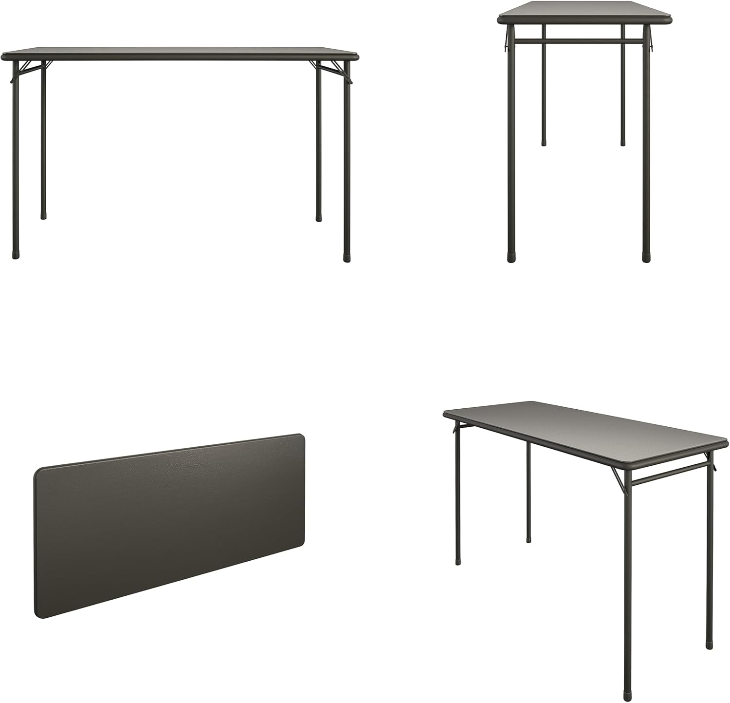 COSCO 20" x 48" Vinyl Top Folding Table, Black