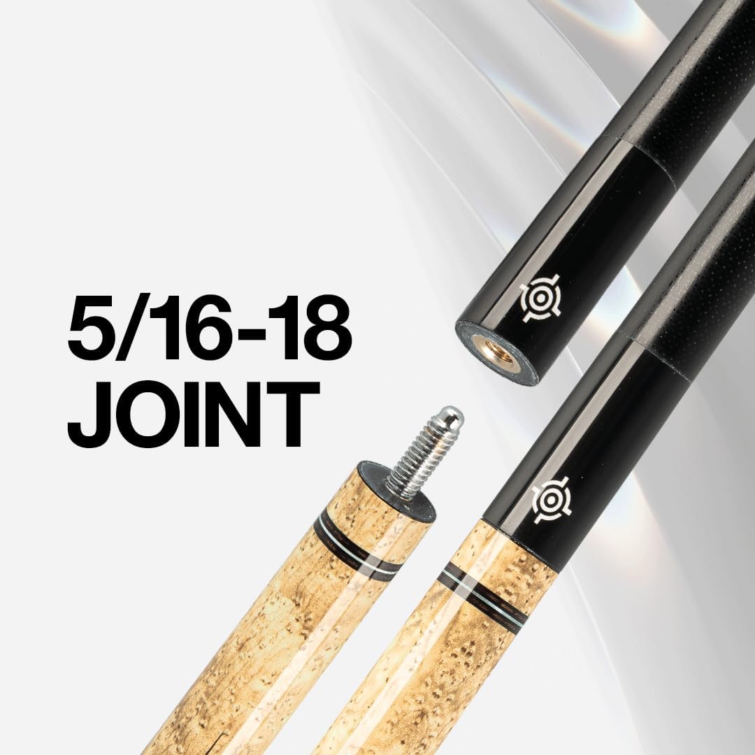 CUEBOTS Glass Fiber Cue, Glass Fiber House Cue Stick, Club Cue, Cue for Beginners, Durable Uni-QR, 3/8-10, 5/16-18 Joint, Long Lasting Glassfiber Shaft, 7-Layer Microfiber Tip