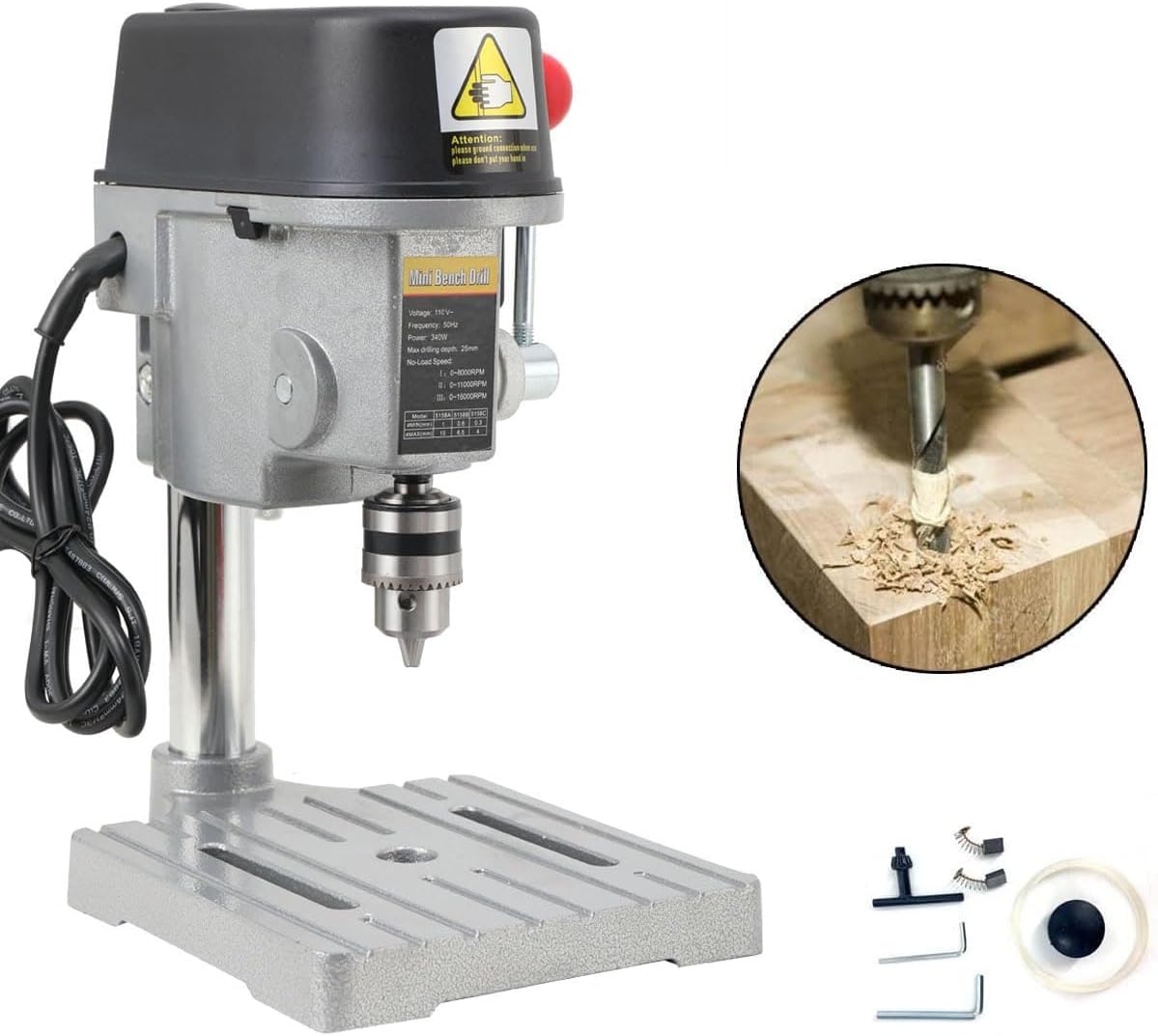 3-Speed Benchtop Drill Press, Electric Bench Wood Drilling Machine for DIY Creation