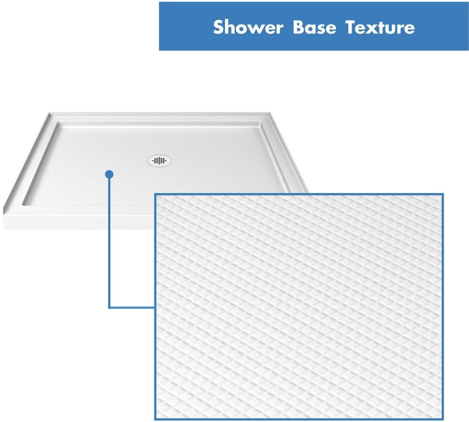 DreamLine 32 in. D x 32 in. W x 76 3/4 in. H Center Drain Acrylic Shower Base and QWALL-5 Backwall Kit In White, DL-6195C-01