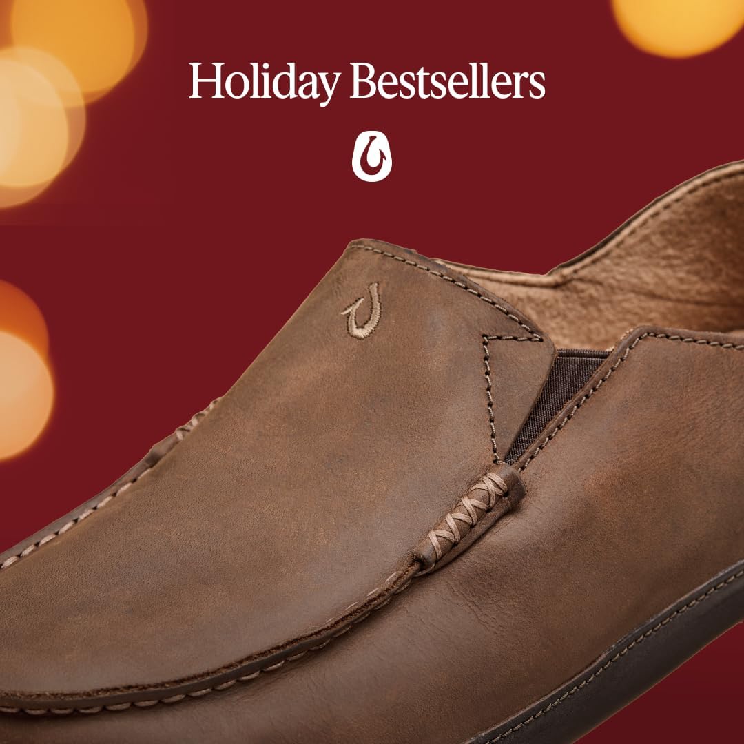 OluKai Moloa Men's Premium Leather Shoes, Easy Slip On & Off Design | Casual & Versatile Loafer, Drop-in Heel & Enhanced Traction