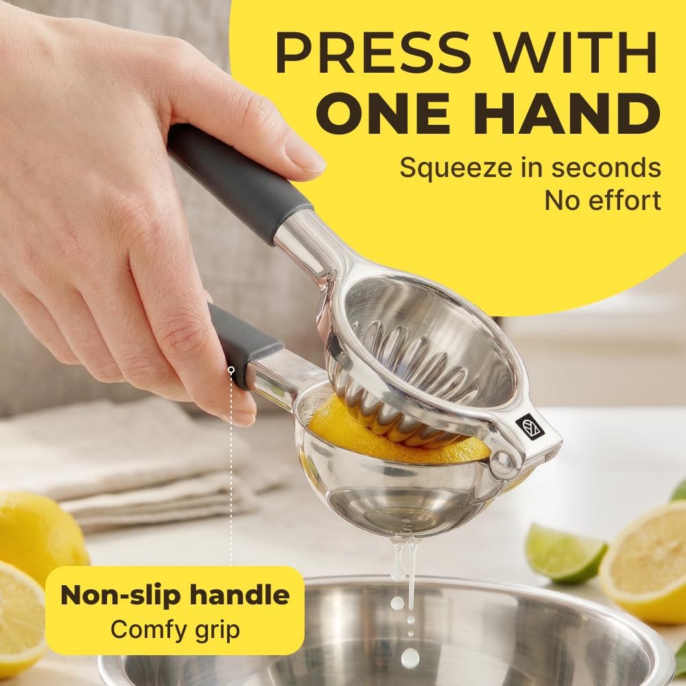 Large Lemon Squeezer Stainless Steel Press - Non-Slip Grip, Heavy Duty, Manual Design - Effortless Pro-Grade Lemon, Lime, Orange