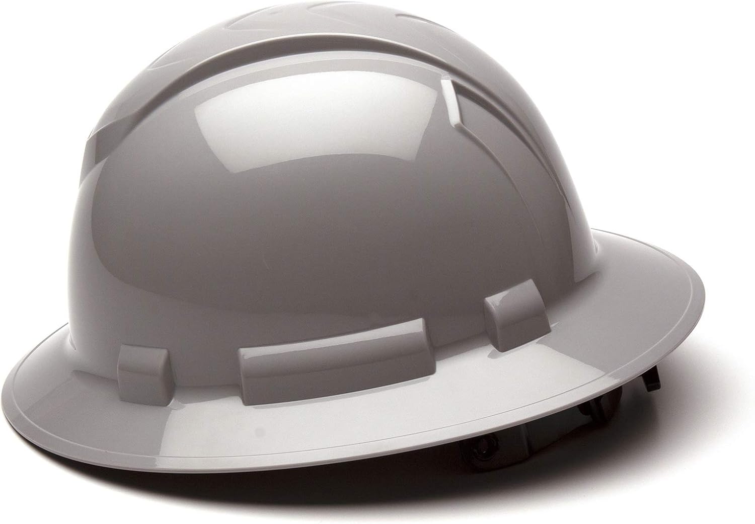 Pyramex Ridgeline Full Brim Hard Hat 4 Point Ratchet White | Full-brim sun & rain protection, HDPE shell, Ratchet suspension, Construction & utility, ANSI Z89.1 Type I Class C/G/E