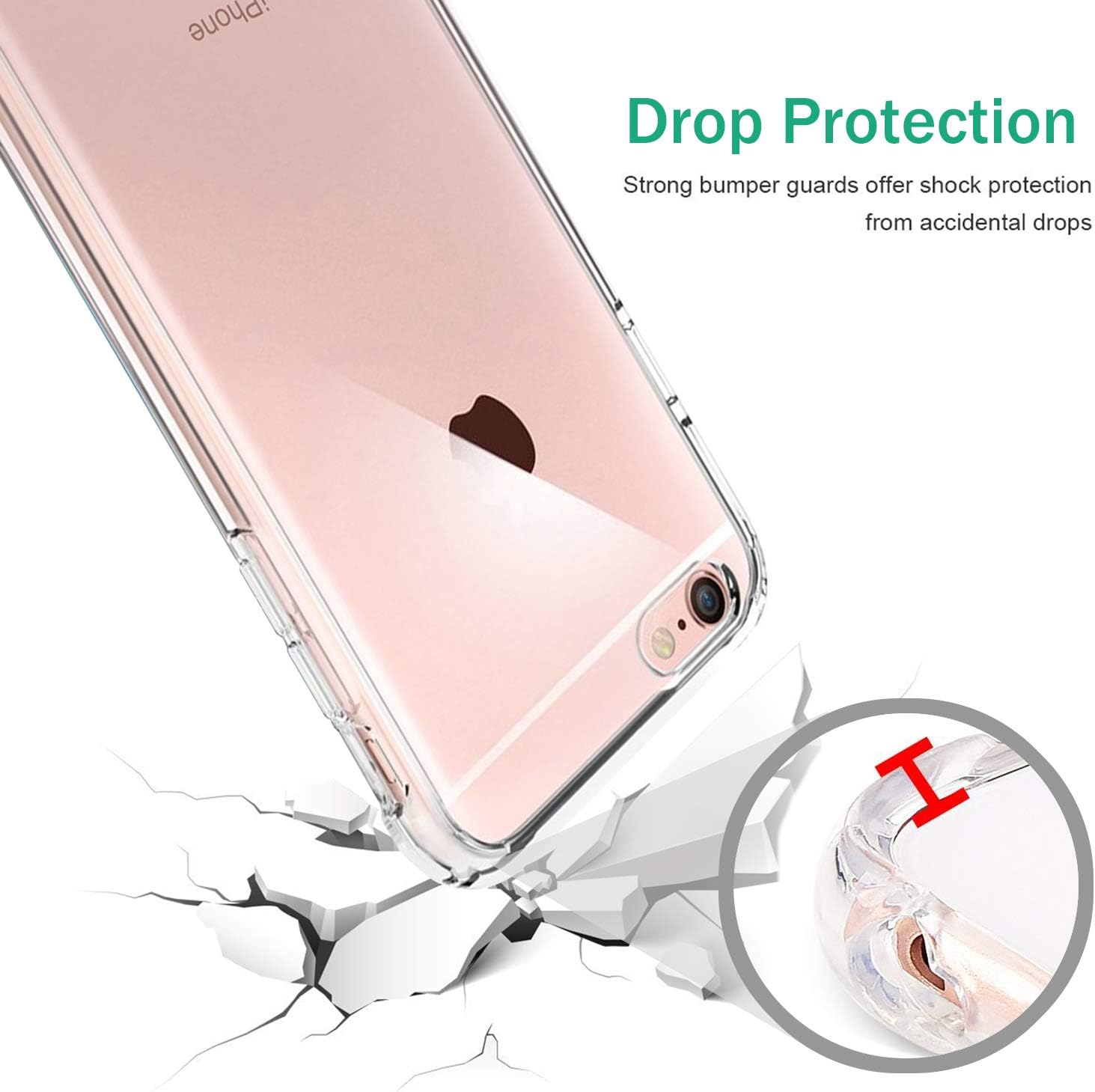 TENOC Phone Case Compatible with iPhone SE (2nd 2020 and 3rd 2022 Generation) & iPhone 7 & iPhone 8, Clear Case Shockproof Protective Bumper Slim Cover for 4.7 Inch