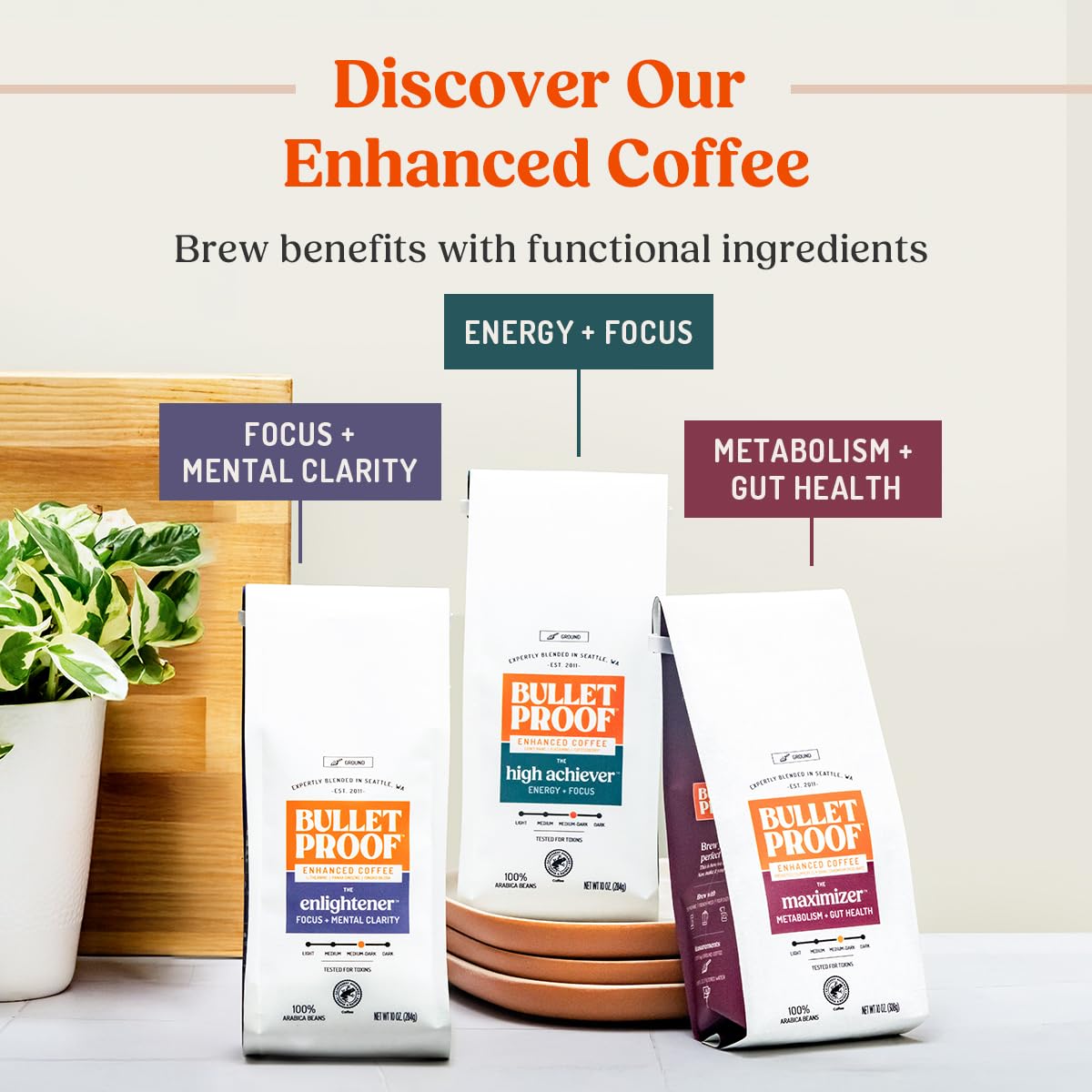 Bulletproof French Kick Dark Roast Ground Coffee, 12 Ounces, 100% Arabica Beans, Clean Coffee Tested for Toxins, Packaging May Vary
