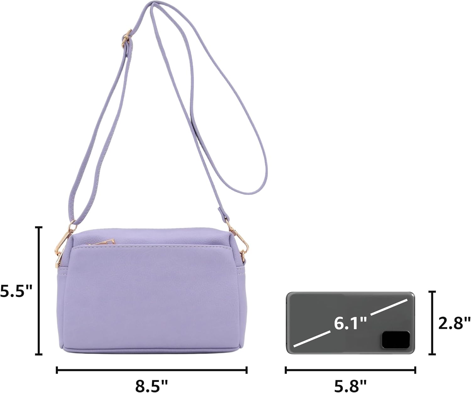Triple Zip Small Crossbody Bag