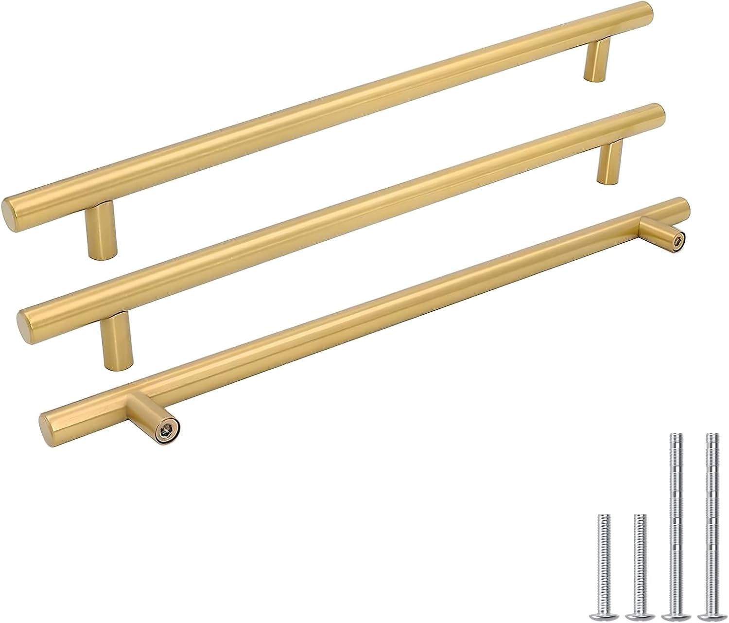 Goldenwarm 5 Pack 3 inch Gold Cabinet Handles Brushed Gold Cabinet Pulls | Gold Dresser Drawer Handles Stainless Steel Drawer Pulls for Kitchen Bathroom Bedroom, Easy to Install