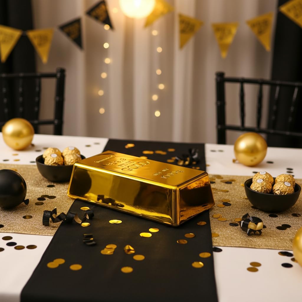 SABLUE Replica Gold Bar Fake Brick Bullion Plastic Event Party Supplies Decorations Centerpieces(L)