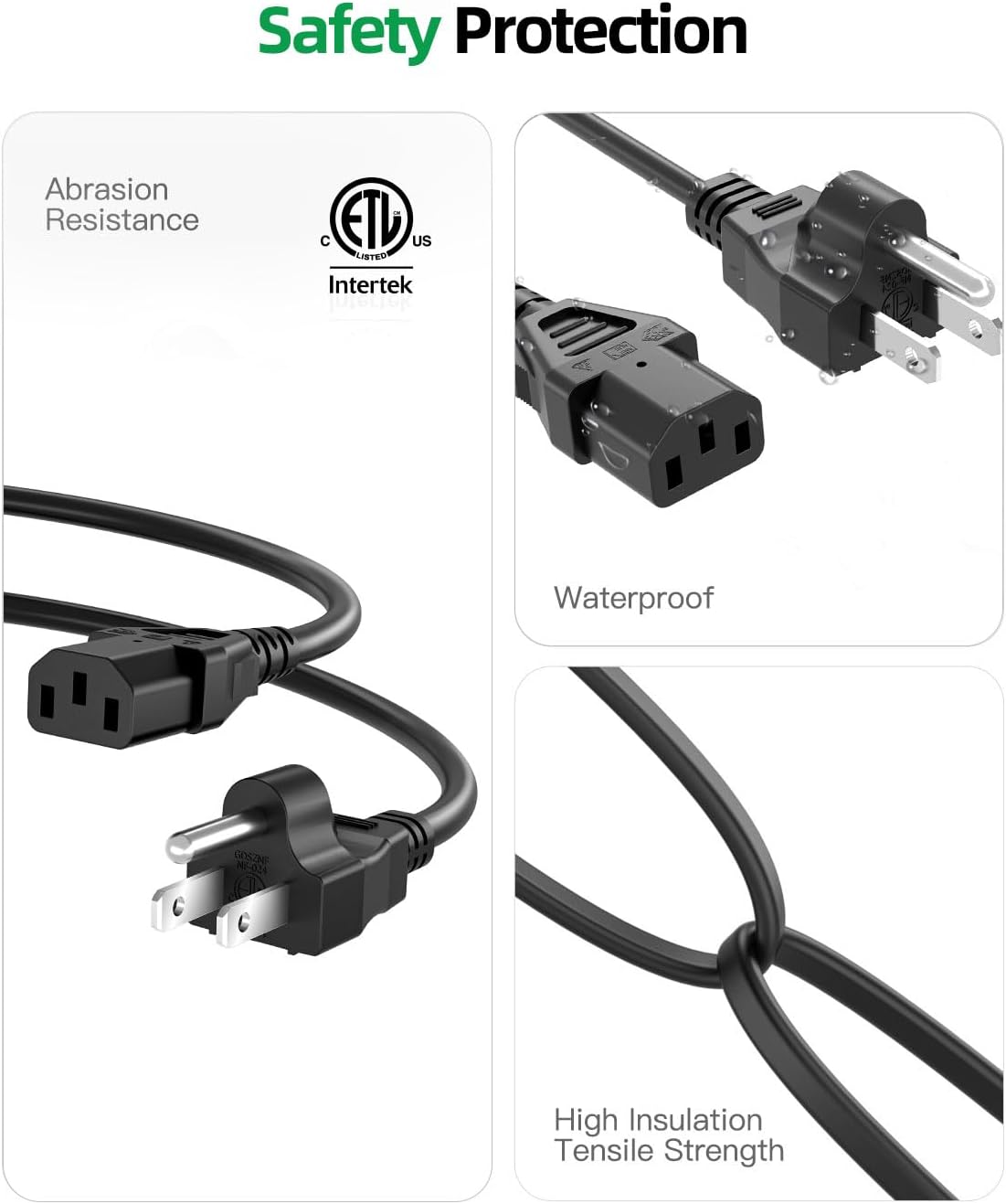 Superer 3 Prong AC Power Cord Cable Fit for Sony PlayStation PS3 First Generation(Fat), Xbox 360 1st Generation(Fat) Replacement