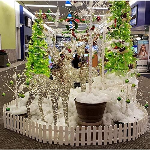 4 pcs 11.8x19.7inch White Plastic Picket Fence Christmas Xmas Tree Wedding Party Decoration Indoor Garden Border and Dog Cat Christmas Tree