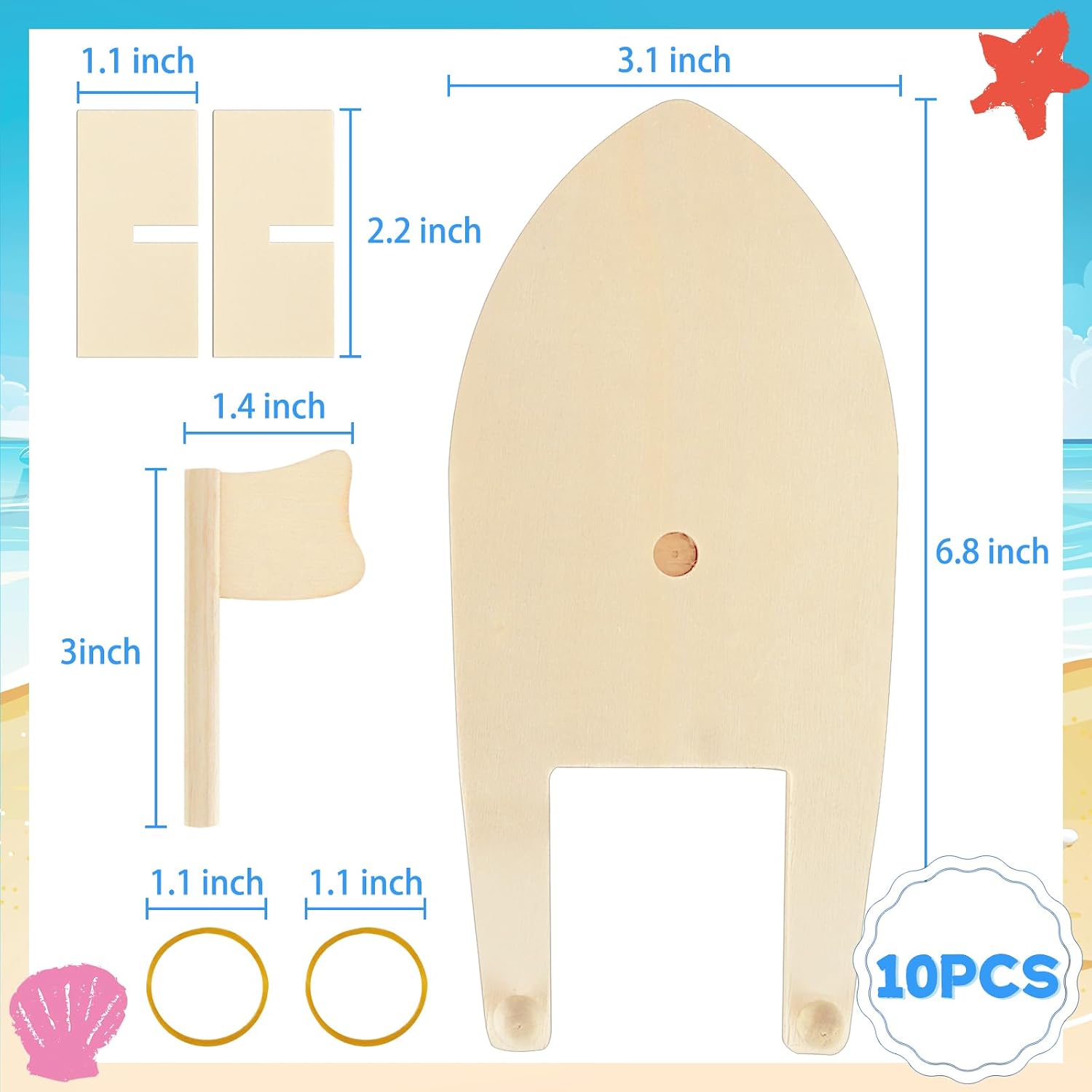 Amersumer 10 Pcs DIY Toy Wood Boat Craft Kits, Mini Wooden Sailboat Kits, Paddle Boats Paint and Decorate for School Projects