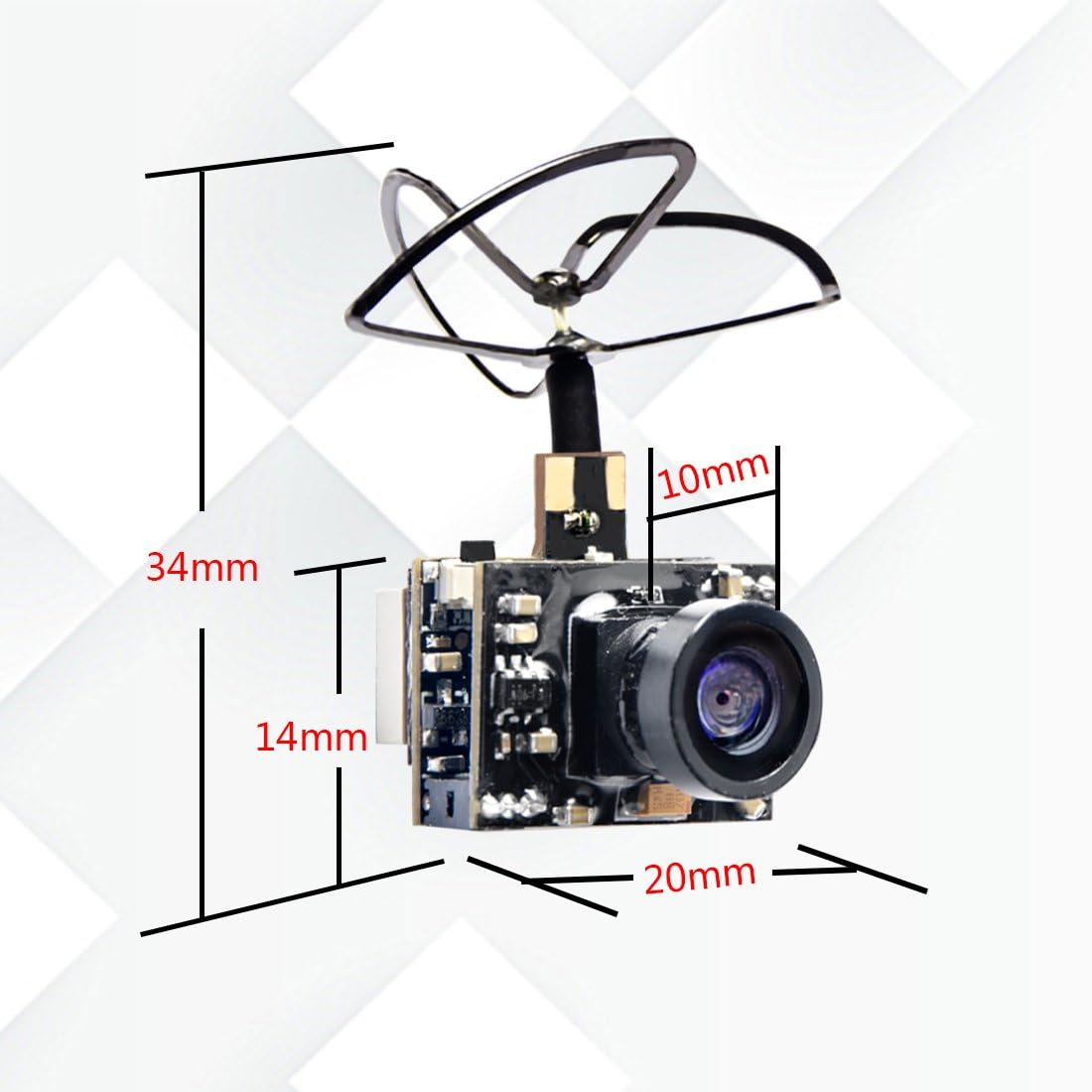 WT02 600TVL Ultra Micro AIO Camera and 200mW 5.8GHz Video Transmitter with Clover Antenna for FPV Indoor Racing