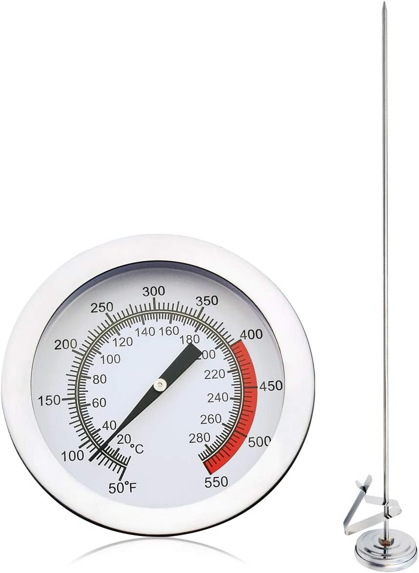 Efeng 15“ turkey fryer thermometer with pot clip (2 Pack), 2" dial candy thermometer with stainless steel clip, oil thermometerr for frying
