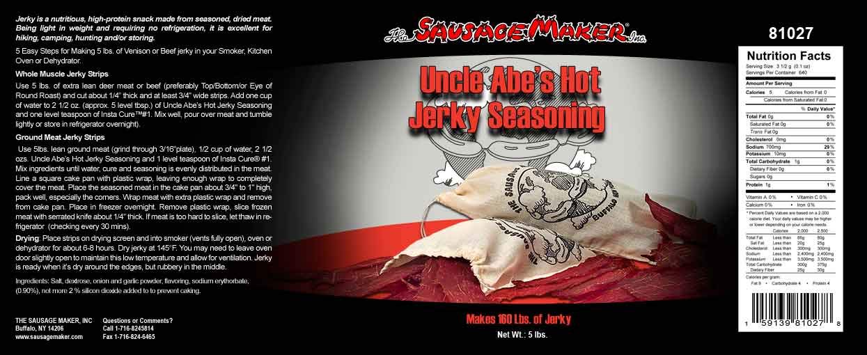 The Sausage Maker - Uncle Abe's Jerky Seasoning, Hot, 5 lb w/ InstaCure #1, 1 lb