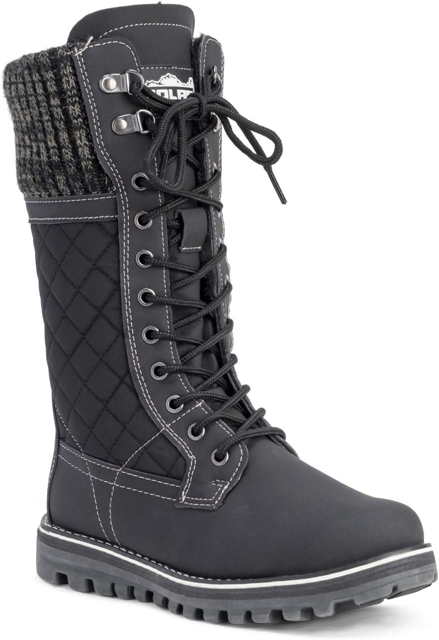 POLAR Womens Faux Fur Warm Thermal Waterproof Outdoor Walking Snow Winter Rubber Sole Calf Boots