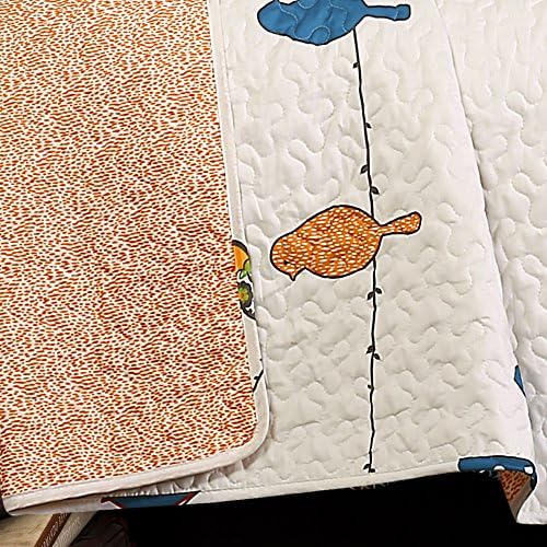 Lush Decor Rowley Birds Quilt Set, 7 Piece Set, Full/ Queen, Multi - Reversible Bird Bedding Set With Pillow Cases & Throw Pillows - Colorful