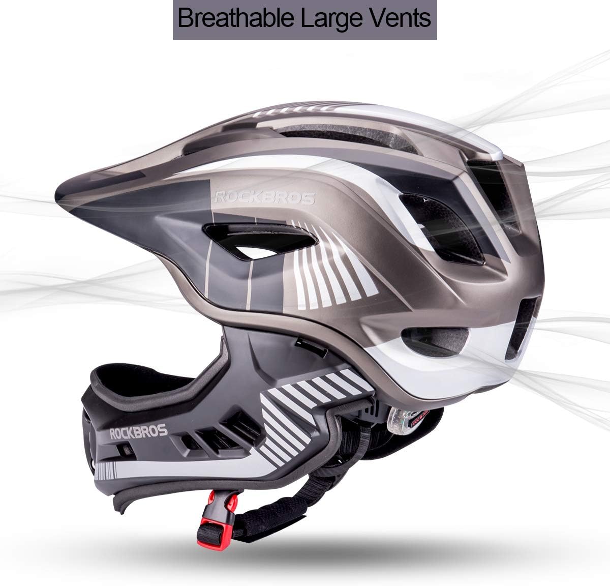 ROCKBROS Kids Full Face Bike Helmet Lightweight Detachable MTB Helmet
