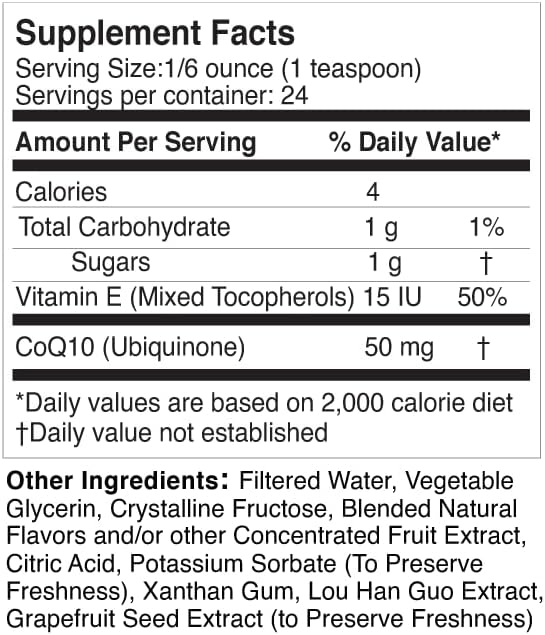 Life Solutions Liquid CoQ10 Supplement, 50 mg, 4 oz Bottle | High Absorption, Coenzyme Q10, per Serving, Energy, Heart Health, Antioxidant Support