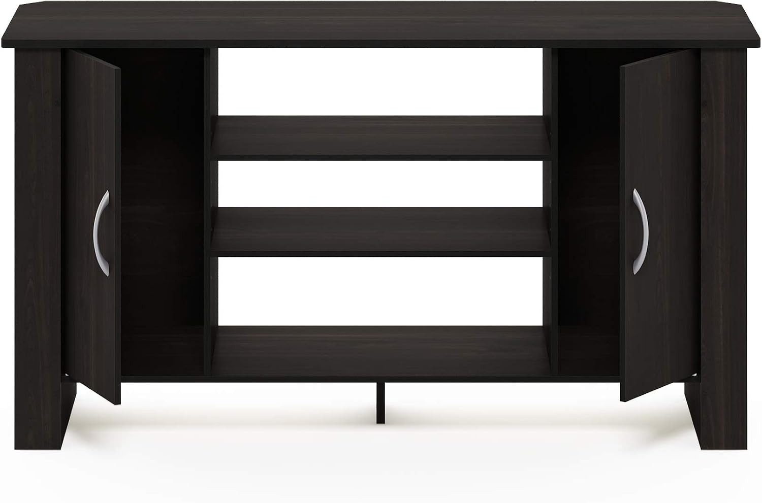 Furinno Econ TV Stand Entertainment Center, Espresso | with Adjustable Shelf, Open Back TV Console with Door Storage for TV up to 50 Inch, for Living Room, Bedroom