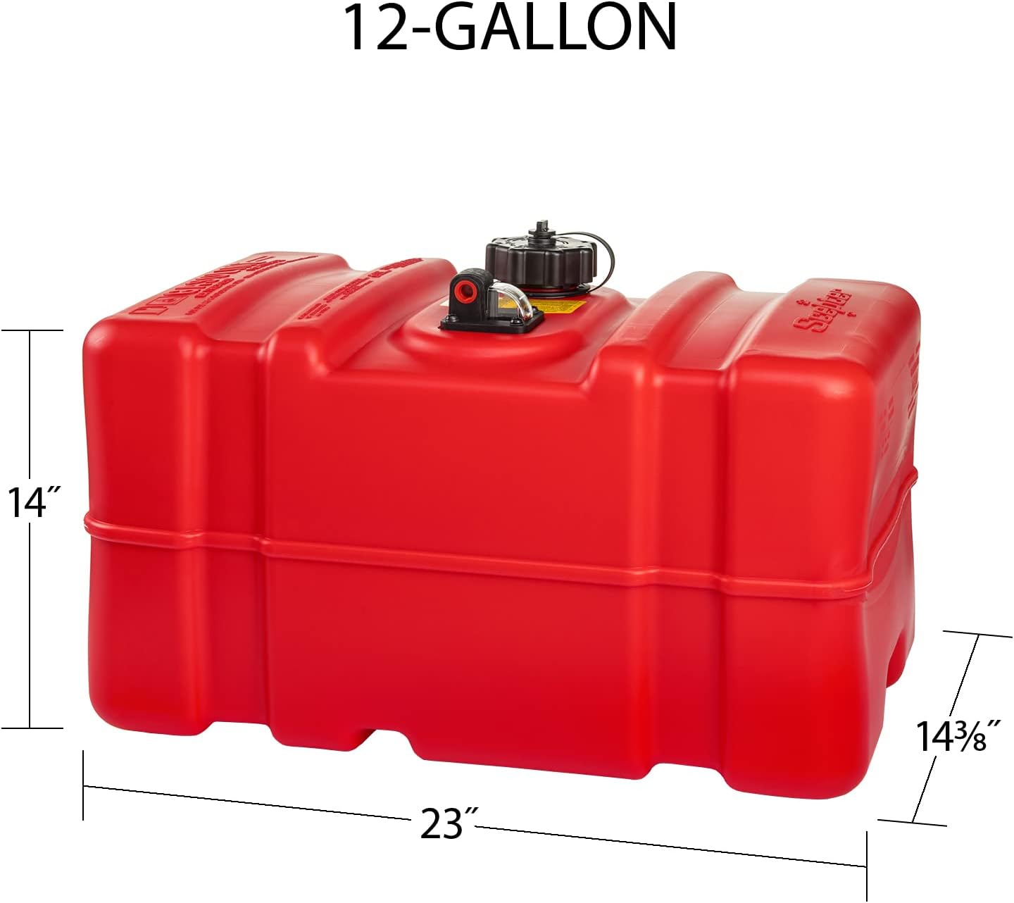 Scepter 6 Gallon Portable Marine Gas Can, Boat Fuel Tank with Top Handle | Underseat Design, 2-Way Vented Cap, Built-In Fuel Gauge and Pick-Up, EPA & CARB Compliant, 19.3"L x 12.2"W x 10.2"H (10511)