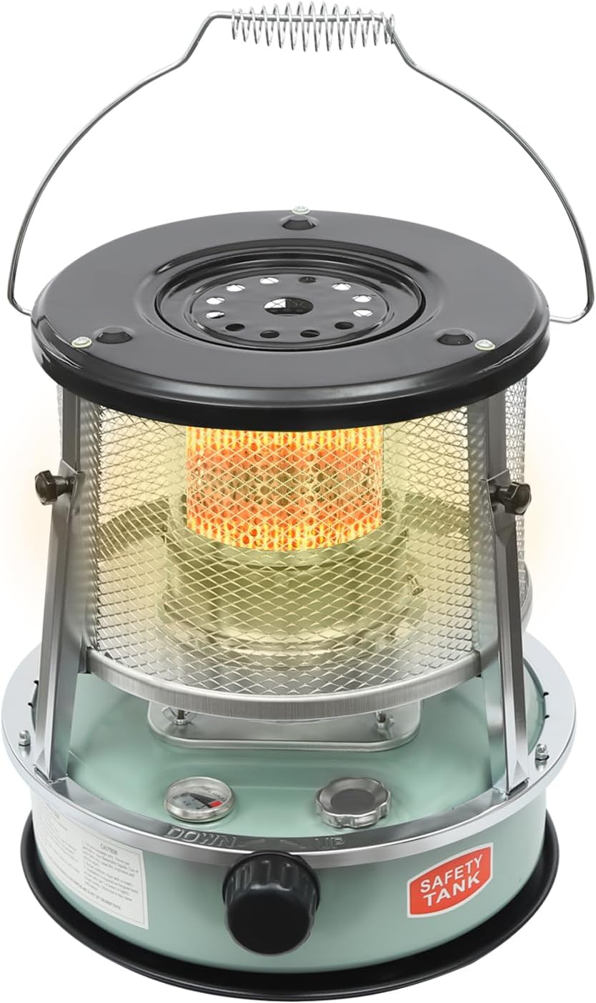 2 in 1 Portable Kerosene Heater, 9000 BTU Kerosene Stove Non-Electric Indoor Outdoor Heater Emergency Oil Heaters for Camping Cooking Emergency Preparedness (Black, 1pc)