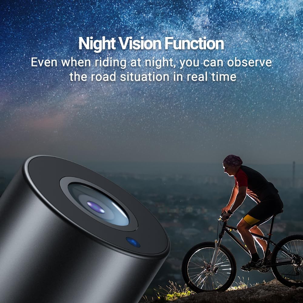 FEISIKE Handlebar Bike Mirror, Bicycle Rear View Camera with 4.3'' HD Night Vision Function, 145° Wide Angle View, Adjustable Rotatable Bracket