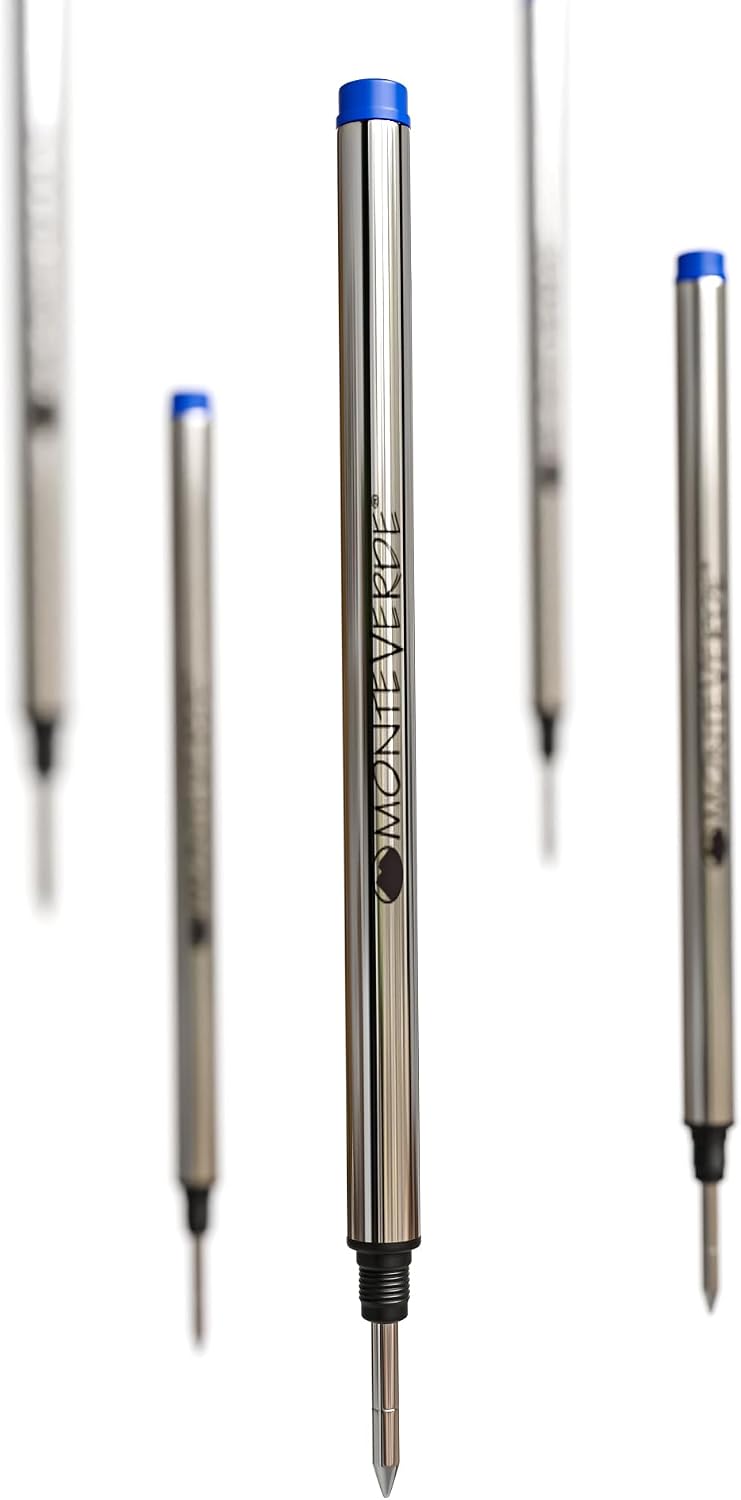 Monteverde Rollerball Refill to Fit Montblanc, Fine, Blue, 2 Pack | Rollerball refill delivers fluid ink flow, bold lines