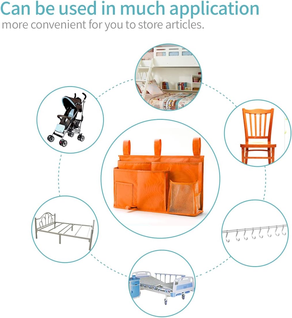 Bseash Bunk Bed Organizer, Bedside Caddy Hanging Bed Organizer Storage Bag 8 Pockets, for College Dorm Rooms Bed, Hospital Bed, Baby Bed Rails