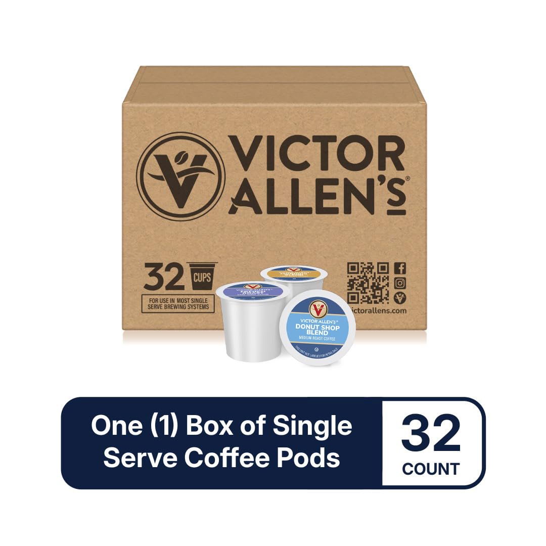 Victor Allen's Coffee Donut Shop Blend, Medium Roast, 80 Count, Single Serve Coffee Pods for Keurig K-Cup Brewers | 100% Arabica beans, Compatible with all K-Cup brewers, Kosher-OU (Pareve), 90-150mg caffeine per serving