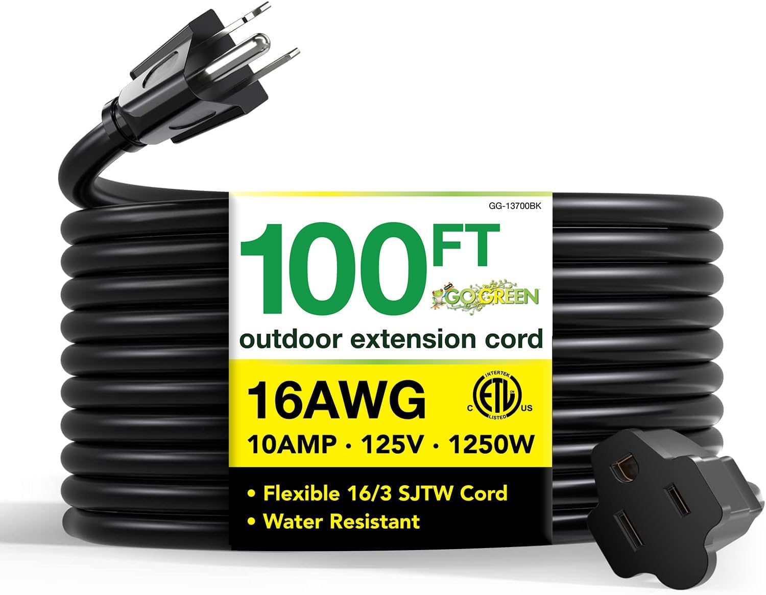 Go Green Power Inc. (GG-14025) 12/3 SJTW Outdoor Extension Cord, Lighted End, 25 ft