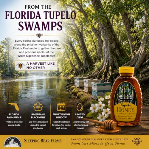 Sleeping Bear Farms Raw Tupelo Honey 2 lb Jar FSU Certified Pure