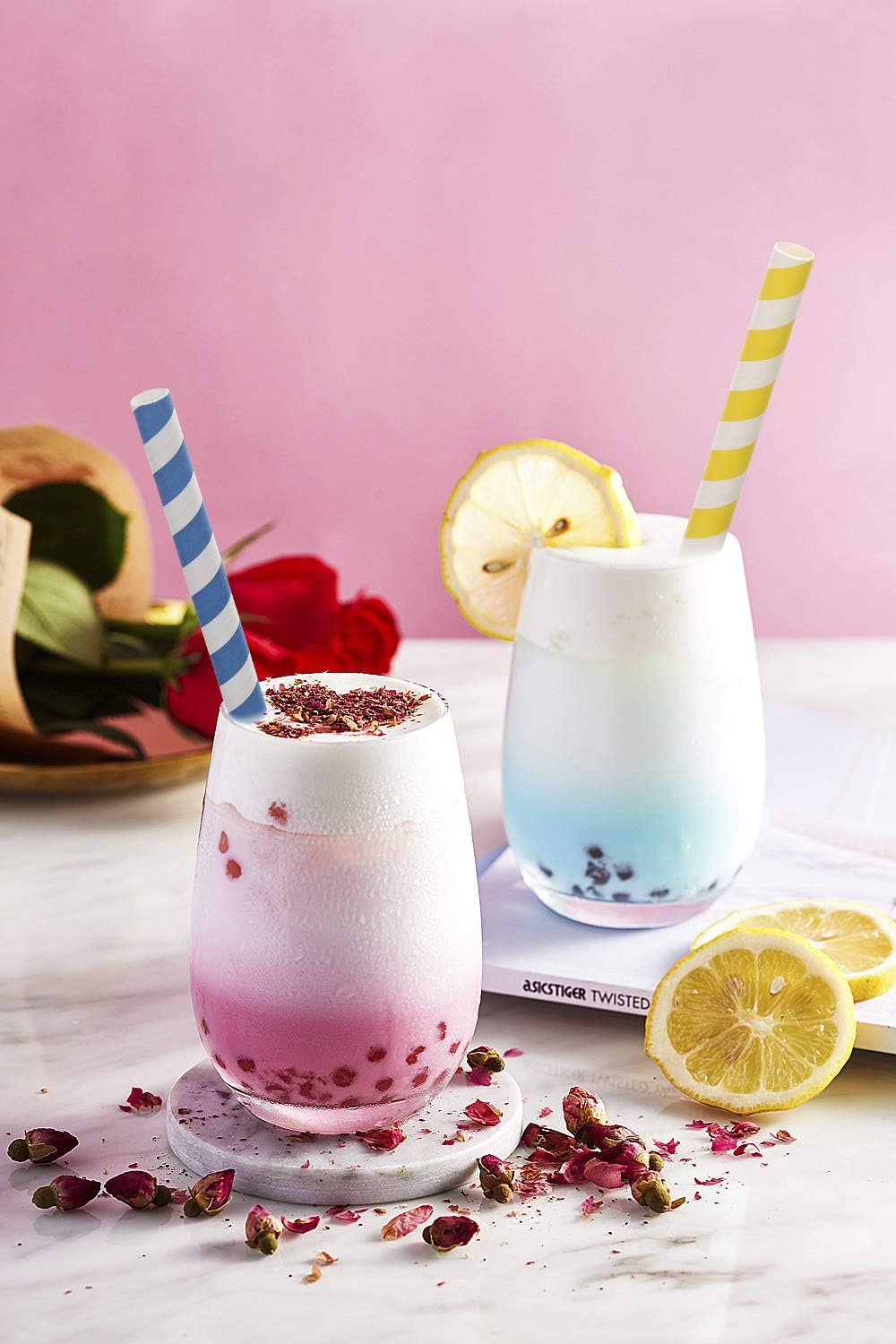 100 Pack, Extra Wide Paper Smoothie, Boba Straws - 10 mm Wide Biodegradable Straws for Bubble Tea (Tapioca, Boba Pearls), Milkshakes