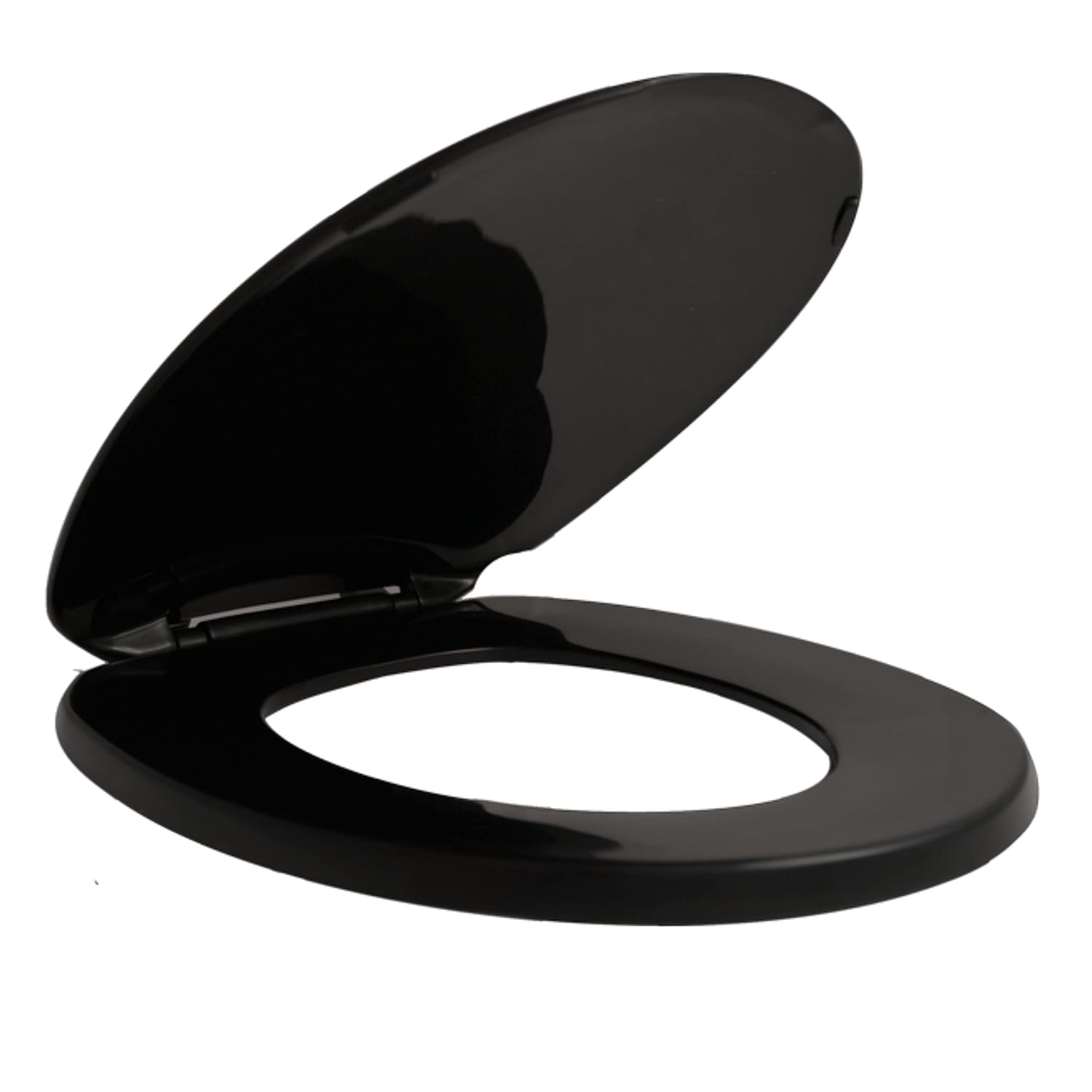 Centoco Toilet Seat Elongated, Residential, Top Mount Plastic Hinge, Black | Plastic, Closed Front, Cover, Made in the USA, 600-407