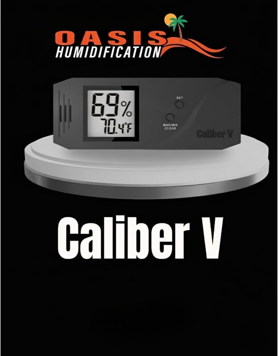 Oasis Caliber V Digital Hygrometer and Thermometer - Slim Hygrometer & Thermometer w/Digital Humidity Sensor Gauge for Precise Readings